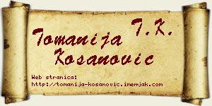 Tomanija Kosanović vizit kartica